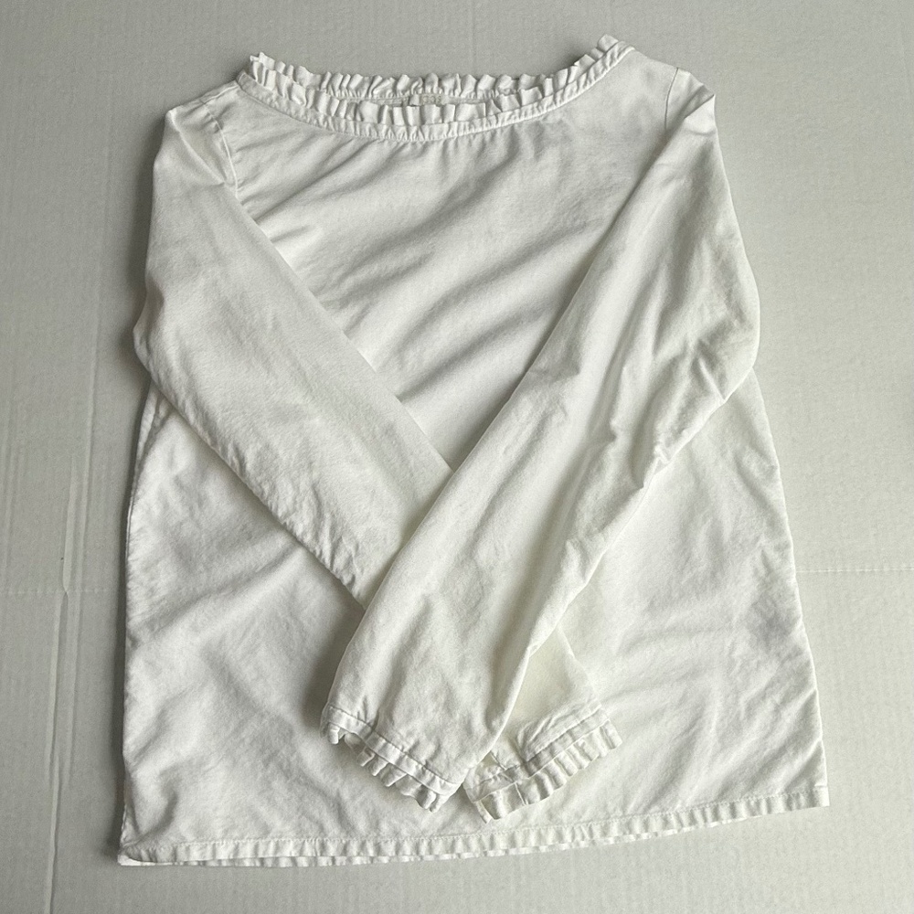 COS Long Sleeve Ruffled Trim White Blouse